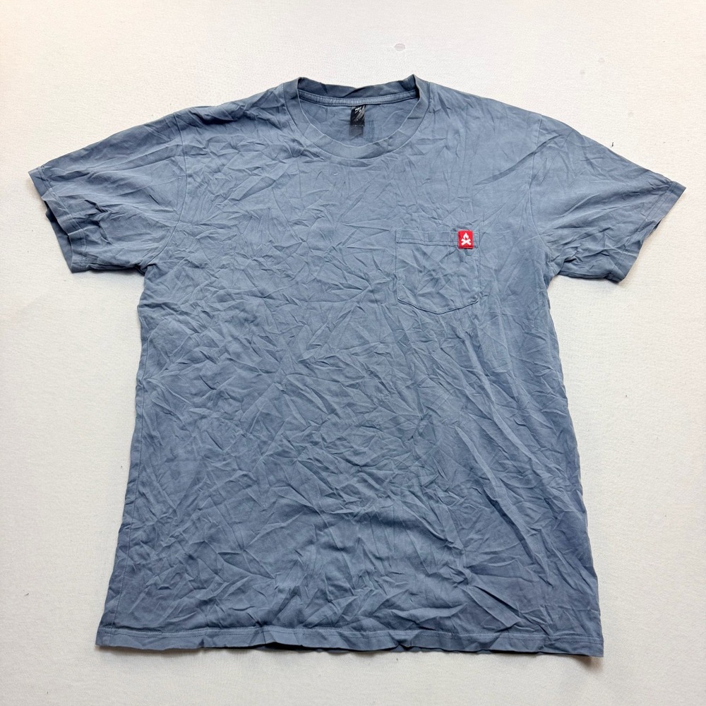Camp Chef Pocket T-Shirt Mens Large Blue Excellent Graphic Back Skillet Tee